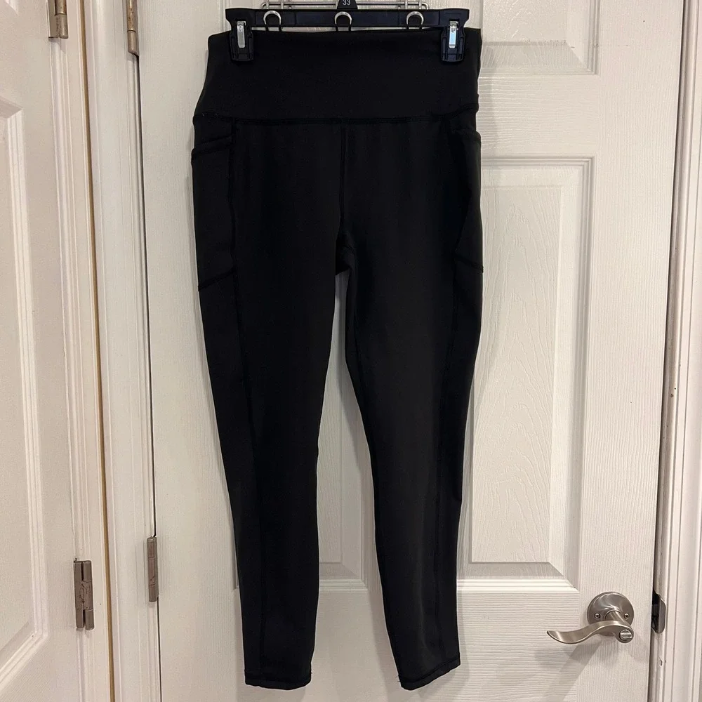 RBX Womens‎ High Waist Active Leggings with Side Pockets Black Size Large